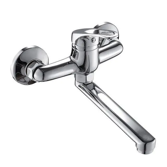 Wall Mounted Single Handle Kitchen Faucet with Rotating Spout