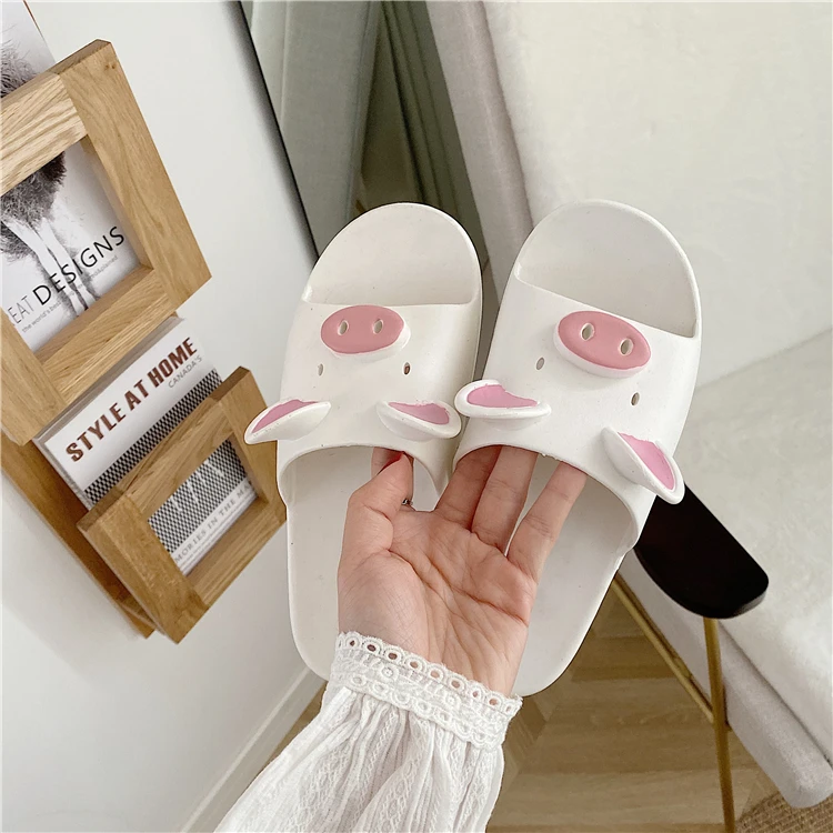 2020 New Men/ Women Cartoon Pig Slippers Female Summer Couple Cute Home Indoor Bath Non-slip Bath Room Sandals And Slippers
