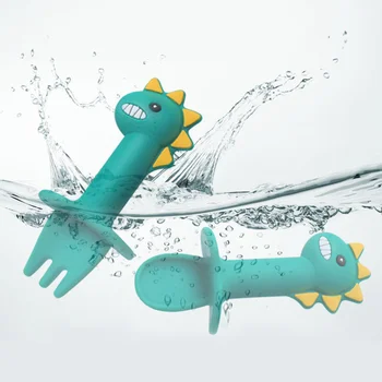 

Lovely Animal-shaped Adorable Practical Training Tableware Baby Dinning Utensils Silicone Spoons and Forks Toddler Utensils