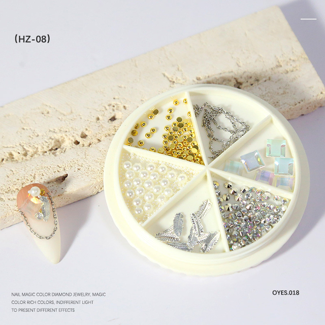 Color Chameleon Stone Nail Rhinestone Cavair Glitter Nails Pearl Beads 3D Nail Art Decoration In Wheel Accessories