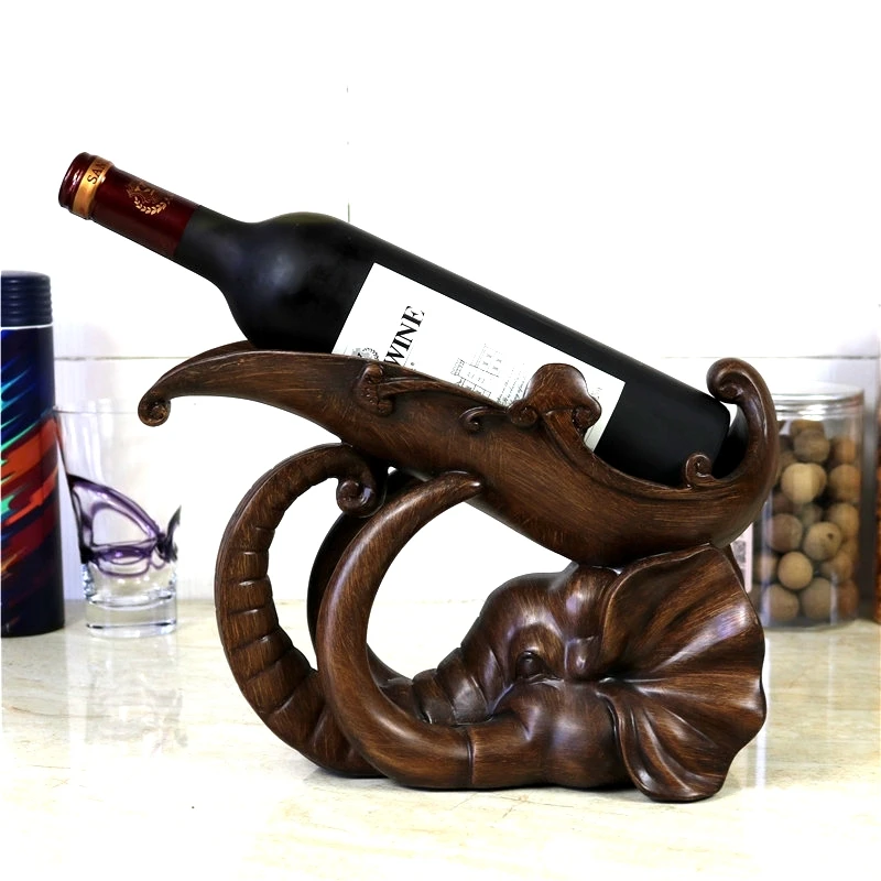 VintageElephantWineBottleHolderDecorativePolyresinElephantHead