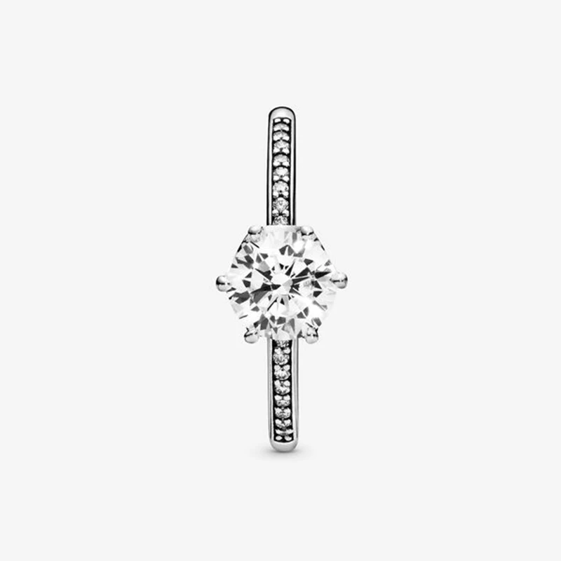 Осень, женское серебряное кольцо из натуральной 925 пробы, прозрачное Сверкающее кольцо с короной для помолвки, ювелирное изделие, юбилей