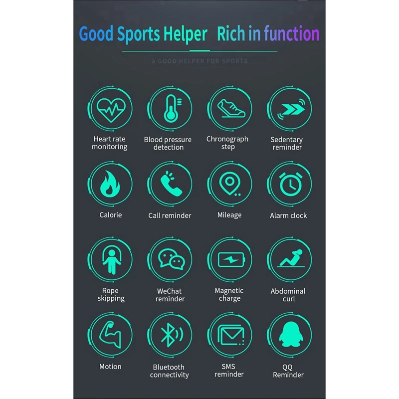  FULL-T8 Smart Watch Men Press Screen Color Waterproof Women Watch Heart Rate Blood Pressure Monitor