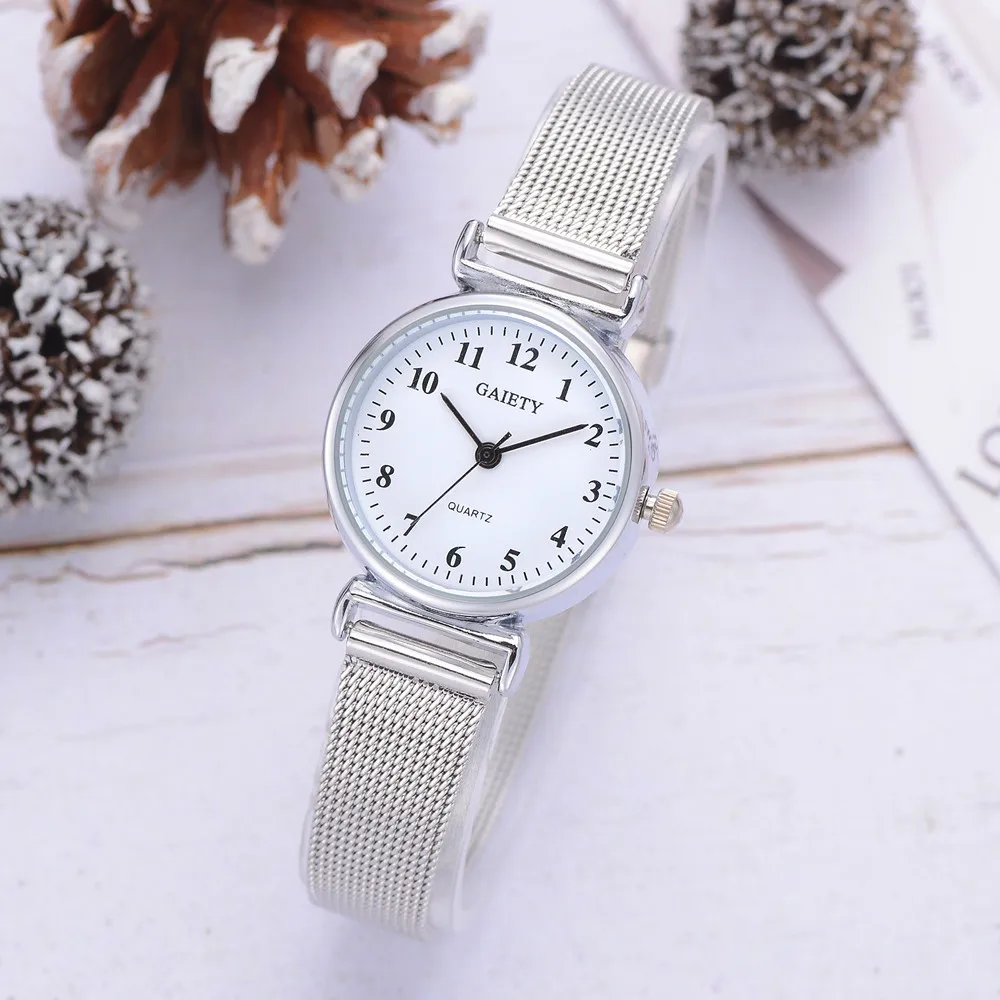 Simple silver watches women blue stainless steel mesh strap fashion casual wild quartz bracelet watch relogio feminino