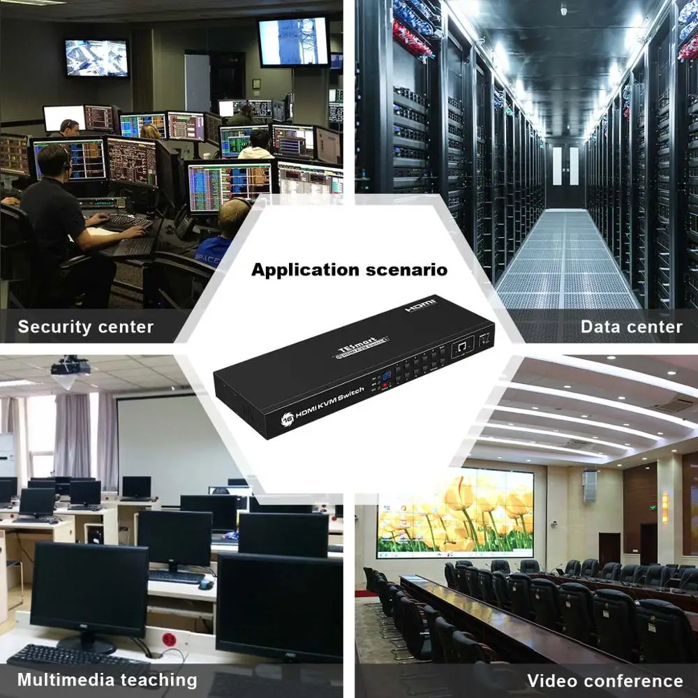 KVM коммутатор 16 портов USB HDMI в 1 выход Коммутатор 16x1 поддержка 4k @ 30 Гц RS232 LAN 2 шт.