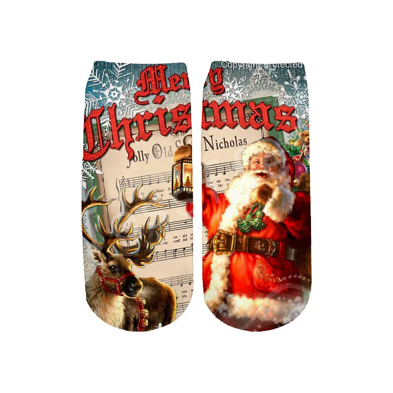 Рождественский Санта-Клаус, 3 Dfull, с принтом, для женщин, мужчин, мальчиков и девочек, с героями мультфильмов, Harajuku, повседневные новые модные носки, стиль-1