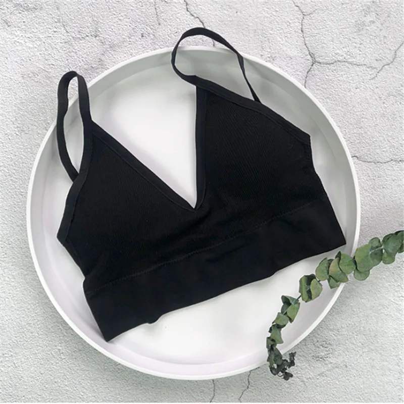 Sexy lingerie beauty back underwear wrapped chest female triangle cup sports ladies thread no rim tube top bra - Цвет: Black