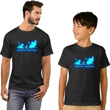 LYTLM топы для мальчиков с принтом животных, светящаяся футболка с изображением пумбы акуны Матата одежда для Отца и Сына детская одежда футболка в стиле хип-хоп для девочек