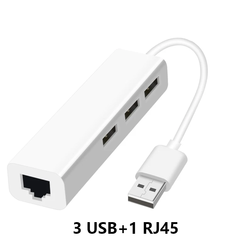 USB USB Ethernet с 3 портами usb-хаб 2,0 RJ45 Lan сетевая карта USB в Ethernet адаптер для Mac iOS Android PC RTL8152 USB 2,0 концентратор - Цвет: USB