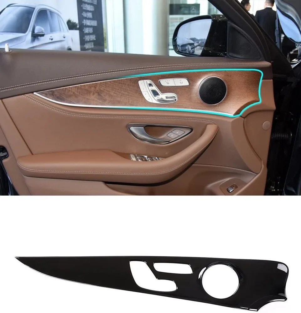 

Gloss Black Car Door Decoration Panel Frame Cover Trim 4pcs For Mercedes Benz E Class E200l E260L