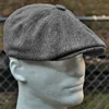 Casquette gavroche laine Tweed casquette octogonale pour homme gris marron Gatsby chapeau bérets chapeau Cabbies chapeau casque béret chapeaux ► Photo 3/6