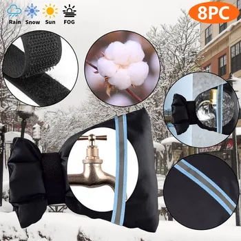 

6/8/10pcs Reusable Winter Waterproof Outdoor Faucet Cover With Reflective Tape For Winter Outside Garden Faucet Freeze Protect