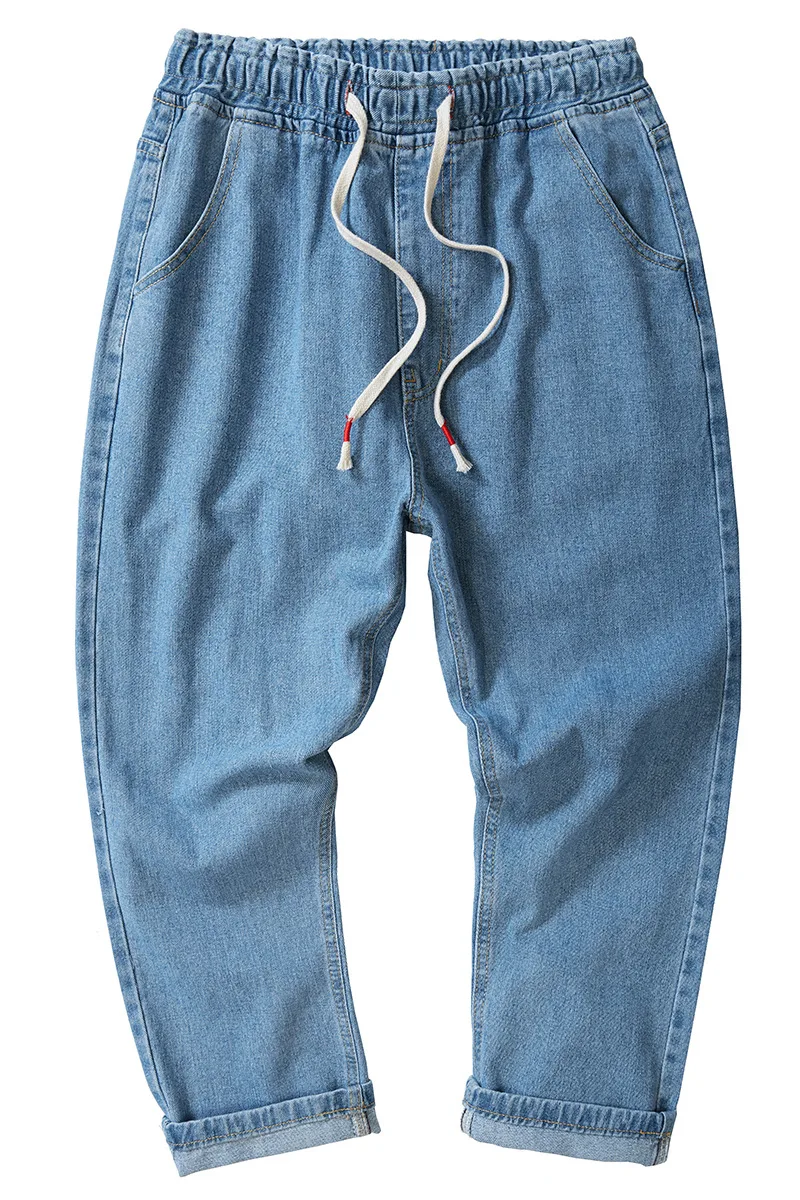 2022 Loose Harlan straight-leg pants plus size men casual nine-point jeans wide-leg plus size casual brand cotton pants