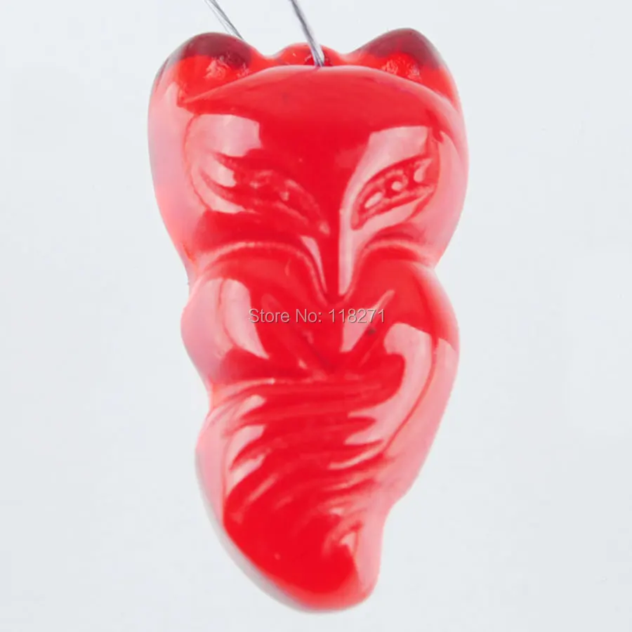 

WOJIAER Free Shipping Red Quartzs Animal Fox Shape Pendant Bead Fit Necklace Gift Jewelry 1PCS PN2059