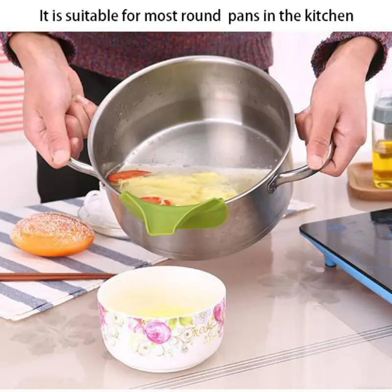 Silicone Kitchen Anti-Slip Kitchenware Mouth Edges Deflector Highly Elastic Silicone Funnel