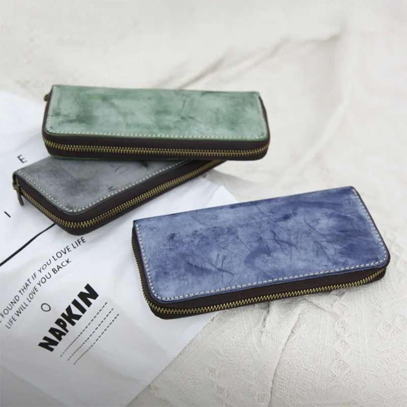 

2019 New Original Handmade Vintage Leather Men's and Women's Wallet Leather Long Wallet