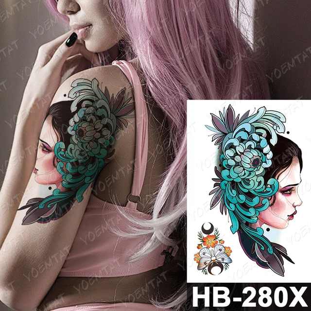 Waterproof Temporary Tattoo Sticker Dark Old School Moth Butterfly Flash Tattoos Snake Rose Body Art Arm Fake Tatoo Women Men 39-HB280X