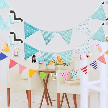 

33 Styles 3.2m Fashion Cotton Fabric Bunting Pennant Flags Banner Garland Vintage Baby Birthday Banner Party Festival Decor