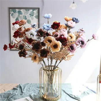 

7Pcs Fake Autumn Peony (6 heads/piece) 32.28" Length Simulation Crane Lotus Peonia for Wedding Home Decorative Artificial Flower