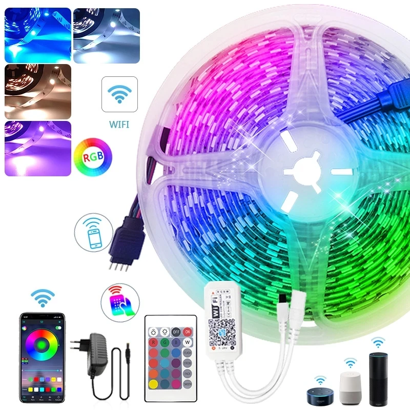 RGB Светодиодная лента 5 м 10 15 5050 SMD 2835 DC 12 В Водонепроницаемая лампа Диодная гибкий