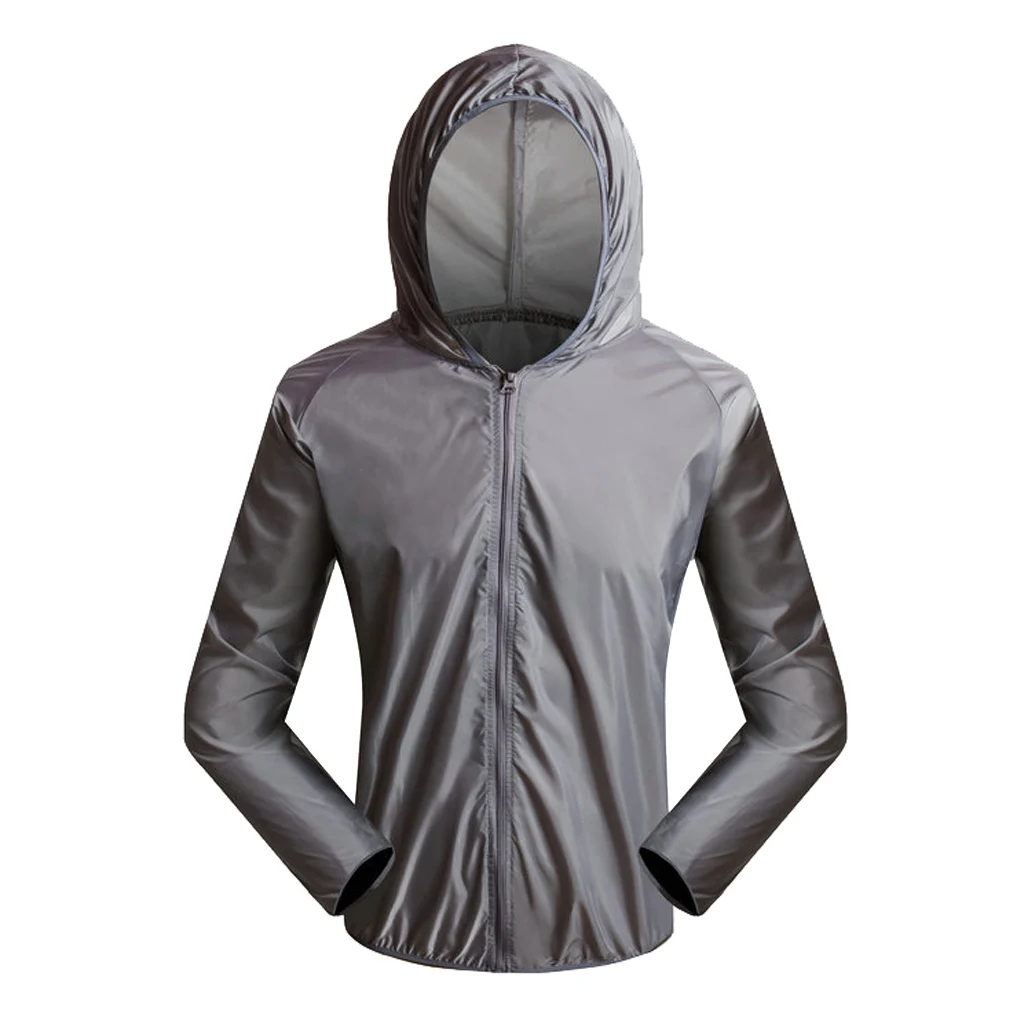 

UV Protection Cycling Rain Skin Coat Jacket Windproof Raincoat Jersey Sportswear Grey for Hiking Camping Outdoor Activities