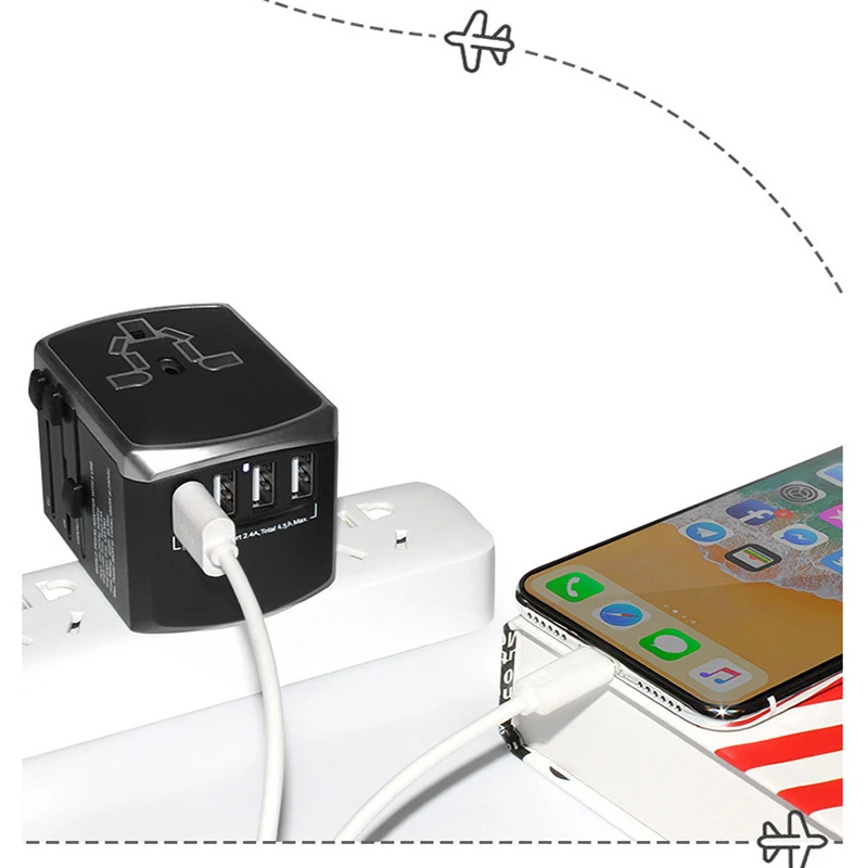 Многофункциональный сменный штекер 4 USB 2000W 8A дорожный адаптер Международный универсальный разъем настенное зарядное устройство для Великобритании/ЕС/Австралии/США