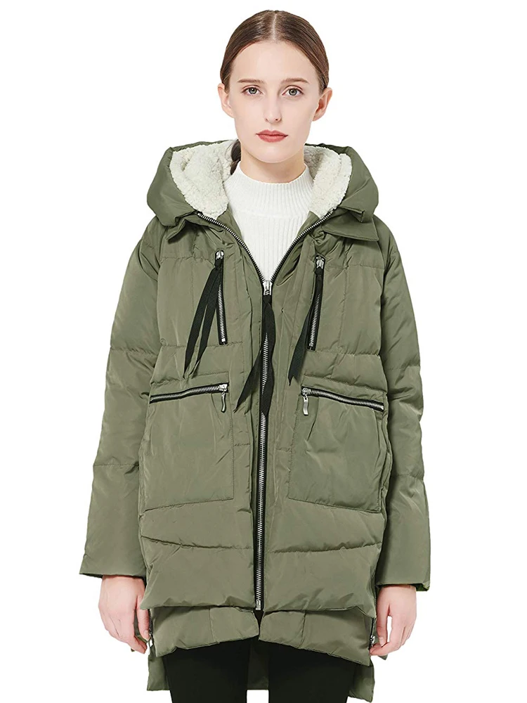 Утепленное пальто для женщин ArmyGreen на молнии с карманом хлопковая куртка Женская Длинная женская Повседневная зимняя теплая одежда больших размеров