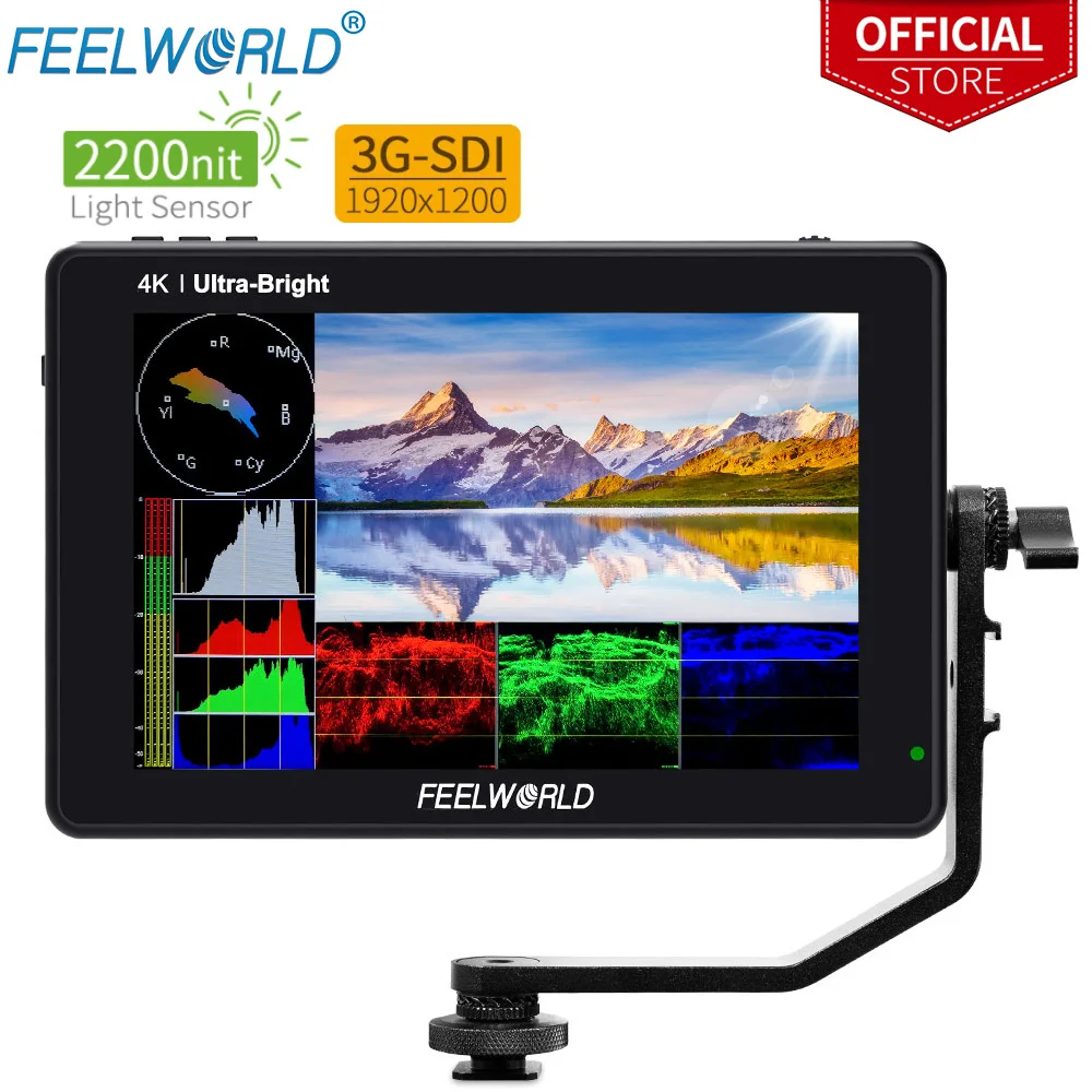 FEELWORLD LUT7S 7 дюймов 3G-SDI 4KHDMI 2200 нит 3D LUT сенсорный Экран DSLR Камера поле для контроля