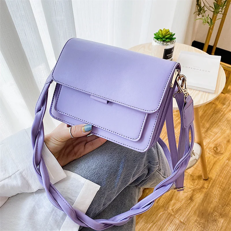 

Solid Color Mini PU Leather Crossbody Bags For Women 2020 Shoulder Handbags Female Travel Cross Body Bag With Rope Belt