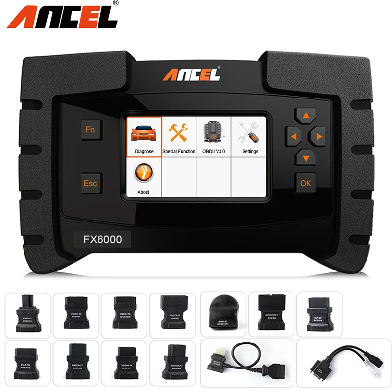 ANCEL FX6000 OBD2 сканер полная система автомобильный считыватель кодов OBDII ABS SRS DPF IMMO ECU