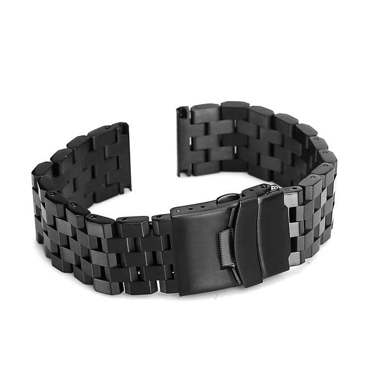 New Solid Full Stainless Steel Watch Band Flat Interface Men Women Universal Double Lock Buckle Strap 18 20 22mm 24mm With Tools
