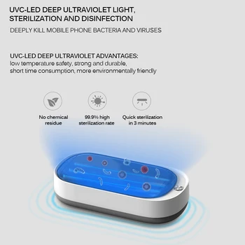 

Portable Cell Phone UV Sanitizer Multi-Function UVC LED Disinfection Case For Smartphones Mask Jewelry Watches