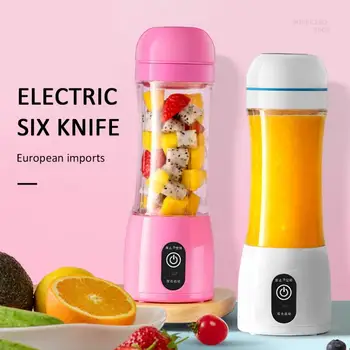 

6 Blades Mini Portable Electric Fruit Juicer USB Rechargeable Smoothie Maker Blender Machine Sports Bottle Juicing Cup Blenders