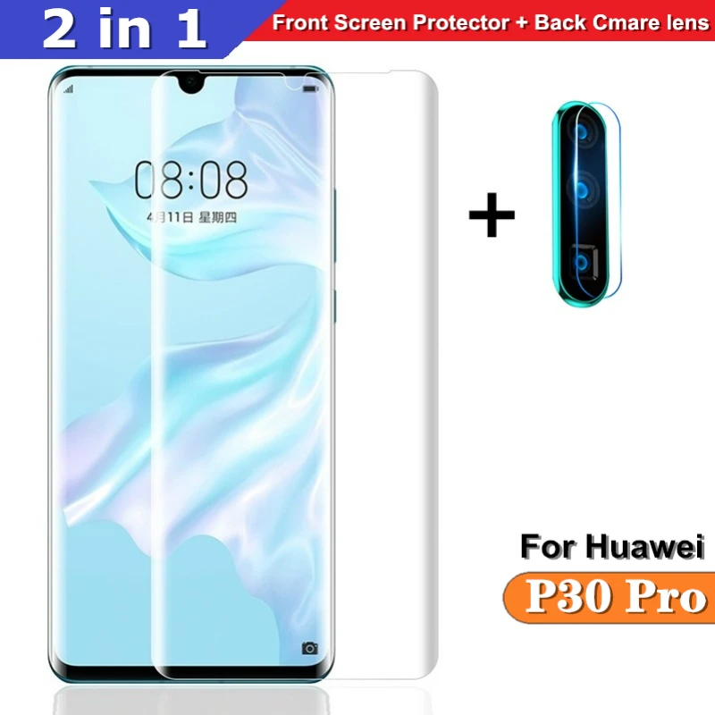 

2 in 1 Protector glass For Huawei P30 Pro back Cmare glass + front Screen glass for Huawei P30pro 3D full cover Protective Film