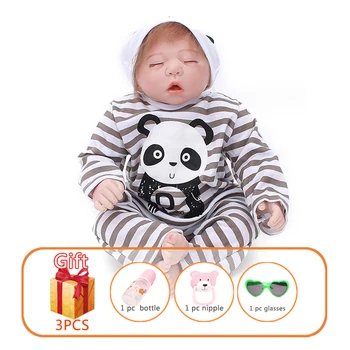 

20 Inch Reborn Baby Doll Soft Silicone Limbs Cotton Body Lifelike Toddler Doll Baby Sleeping Toys For Children