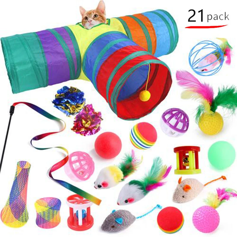 21Pcs Cat Toy Set Pet Toy Supplies Creativity Cat Toys Indoor Interactive Kitten Gift Toys for Accessories Pet Set