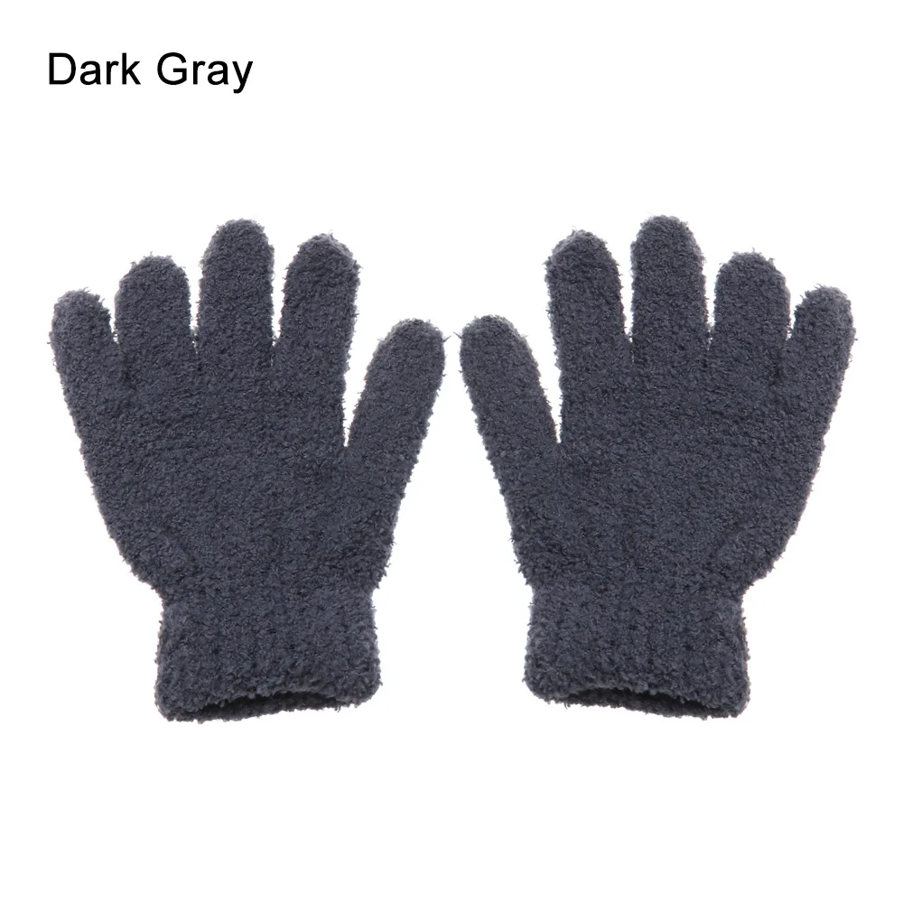 Новые детские прекрасные перчатки, зимние коралловые плюшевые перчатки, мягкие теплые варежки ярких цветов для мальчиков и девочек, От 7 до 11 лет - Цвет: dark grey