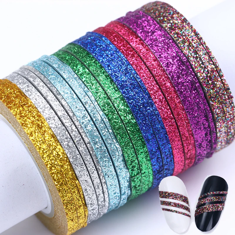 

13/10/8/4Pcs Matte Glitter Nail Striping Tape Set Line Nail Sticker Colorful 1mm 2mm 3mm Nail Art DIY Adhesive Stickers