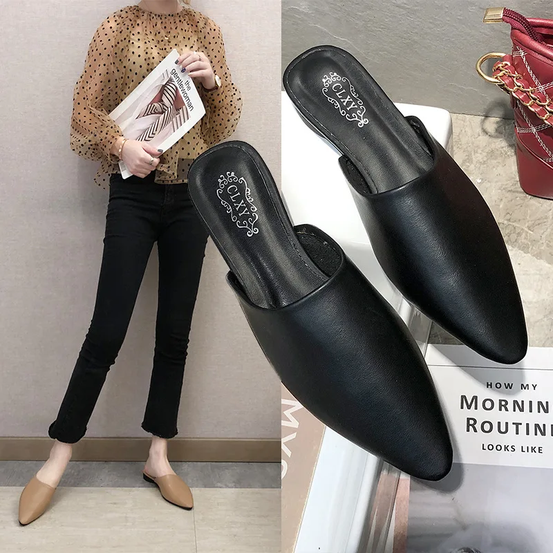 

T-3 Slipper Women's Outer Wear 2019 Spring And Summer New Style Hong Kong Version Semi-Slippers Women's Tennis Red Celebrity Sty