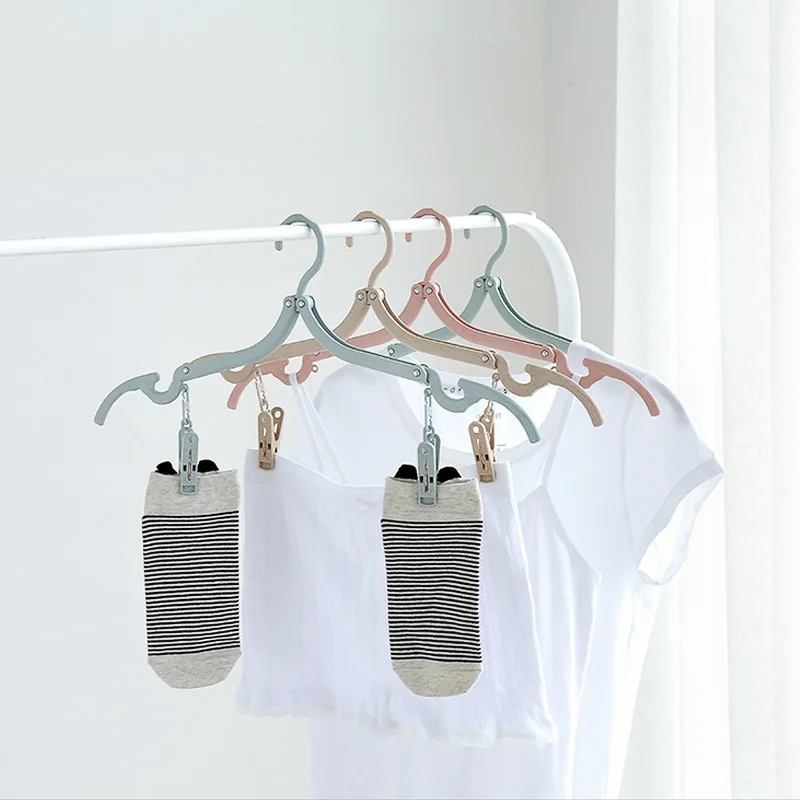 Hayan/HAYAN Wheat Straw Multi-functional Folding Hanger Portable Travel Clothes Hanger with Clip Children Hanger Factory