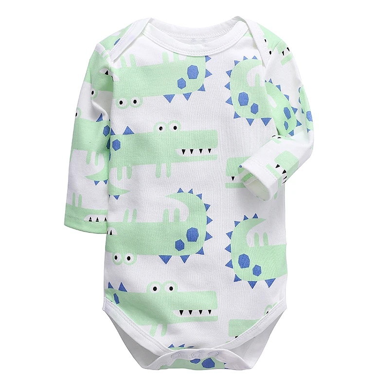 Детская одежда для новорожденных и малышей, Детский комбинезон с длинными рукавами из хлопка, милая Одежда для маленьких мальчиков и девочек 3, 6, 9, 12, 18, 24 месяцев - Цвет: Зеленый