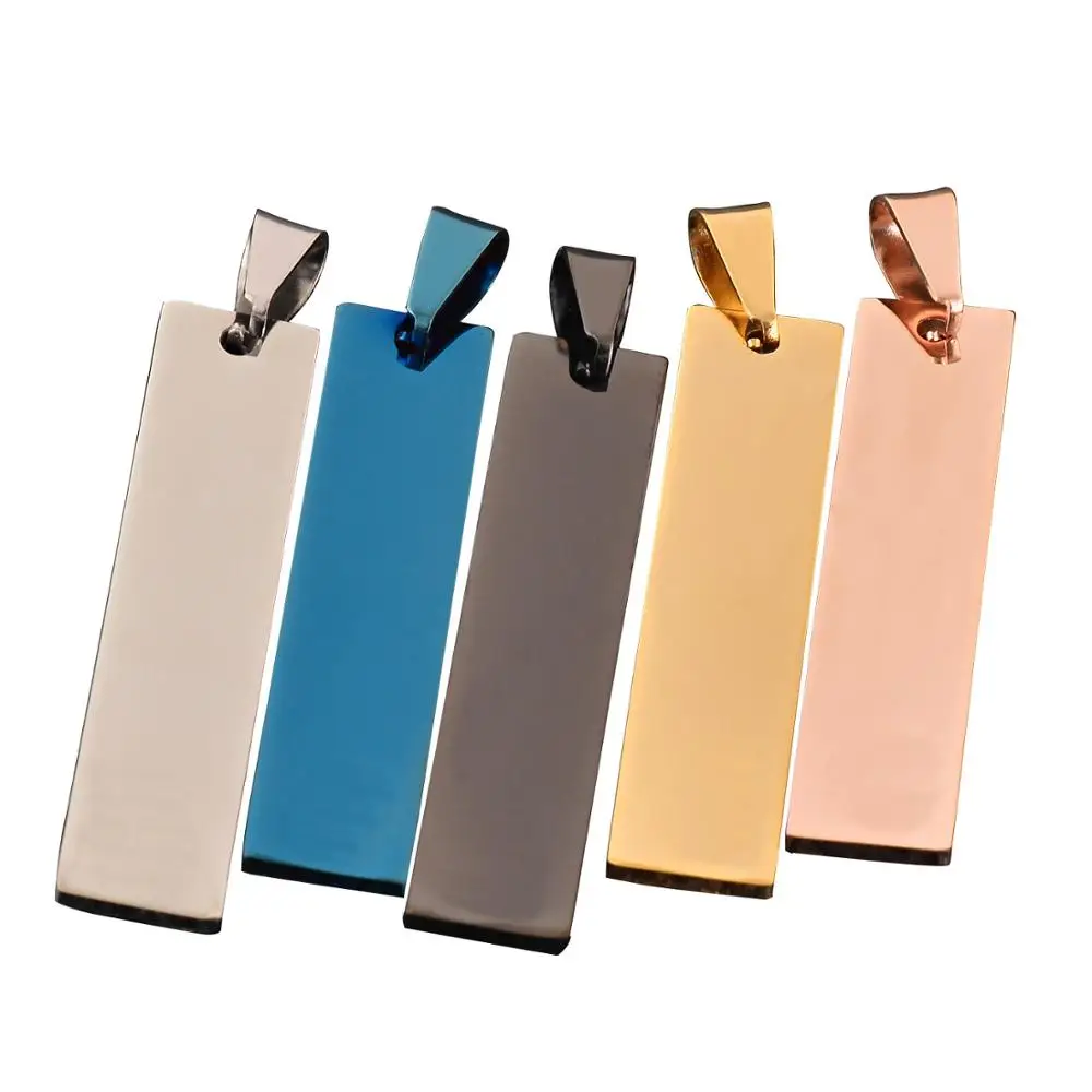 

5Pcs Stainless Steel Rectangle Stamping Blank Dog Tags Pendant Name Customized Necklace Jewelry Findings 45*10mm