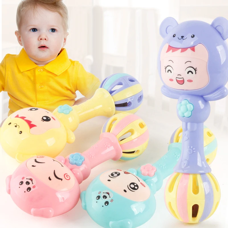 

1pcs Baby Boy Girls Cute Cartoon Rattles Infant Handheld Hand Bell Kids ABS Toy