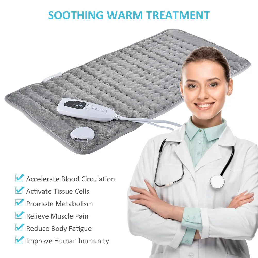 60x30cm EU/US Electric Heating Pad Washable Washable Blanket Therapy Heating Pad for Shoulder Neck Back Warming Products