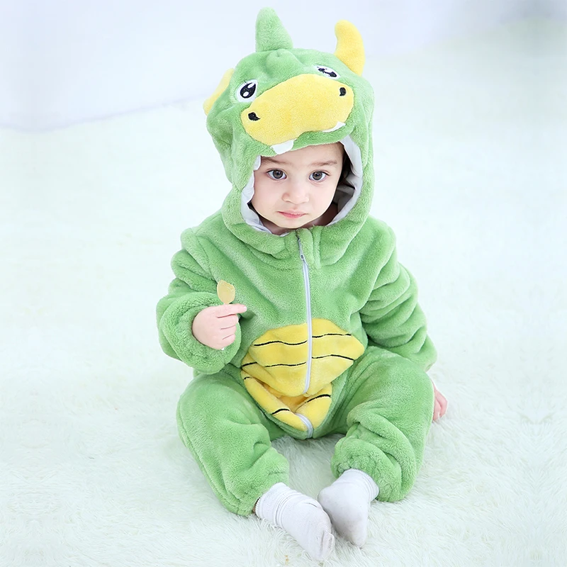 Inflant Newborn Rompers Winter Animal Onesie Kids Jumpsuit Boy Girl Overalls Baby Lion Panda Unicorn Costumes Christmas Pajamas - Color: dino-saur