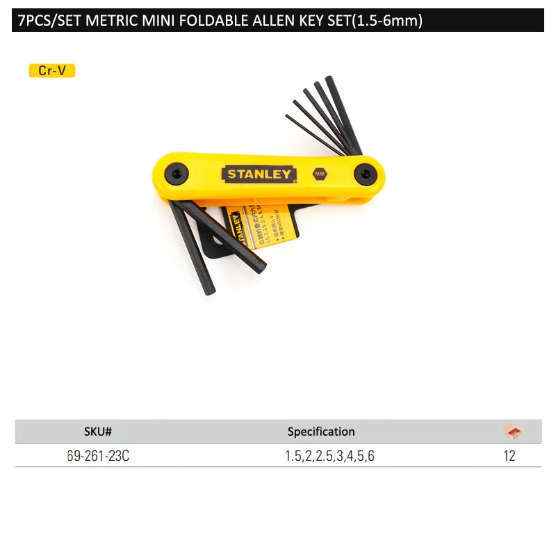69-261-23C metric hex key set foldable mini 1.5 to 6mm size