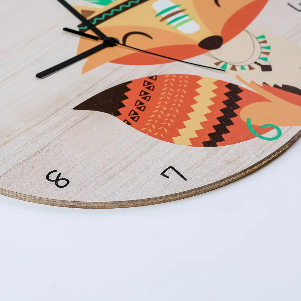 25 см детская комната настенные часы мультфильмы Мода племя лиса настенные часы гостиная спальня немой часы