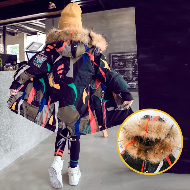 Scsech/зимние куртки для девочек камуфляжная куртка с хлопковой подкладкой Длинная