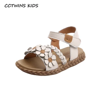 

CCTWINS Kids Shoes 2020 Summer Baby Girls Fashion Princess Sandals Toddler Genuine Leather Flat Children Black Soft Shoes PS840
