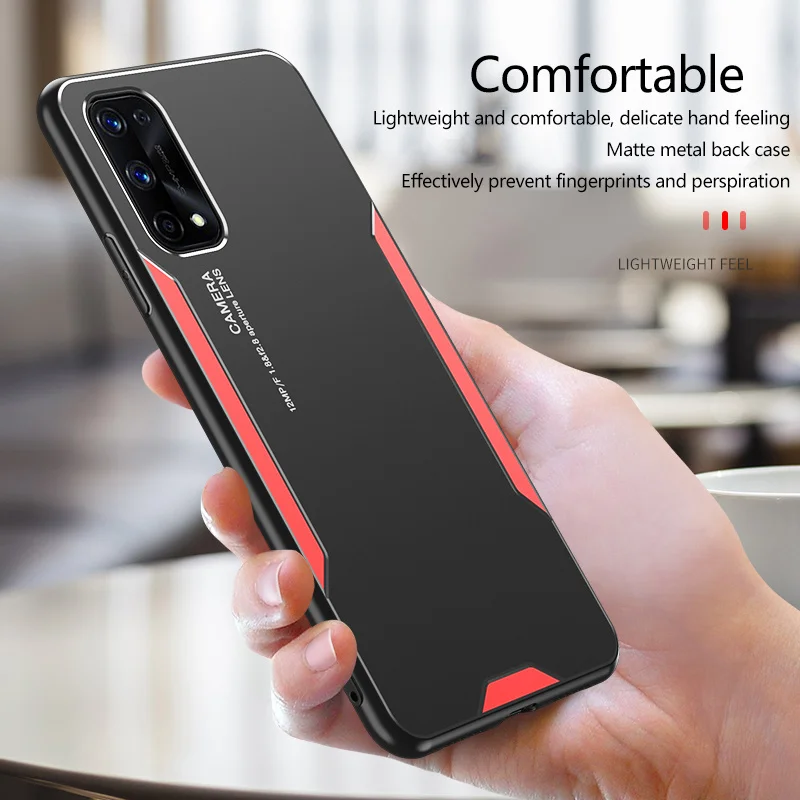 Uftemr чехол с металлической панелью для OPPO Realme X7 Pro ТПУ силиконовая рамка жесткий